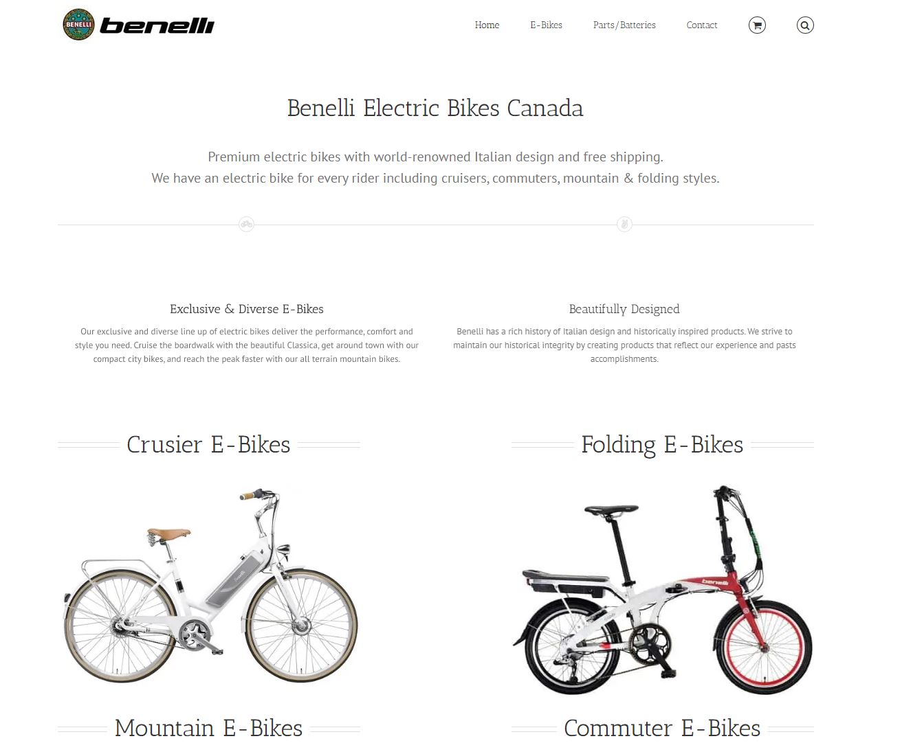 the main page of Benelli Bikes